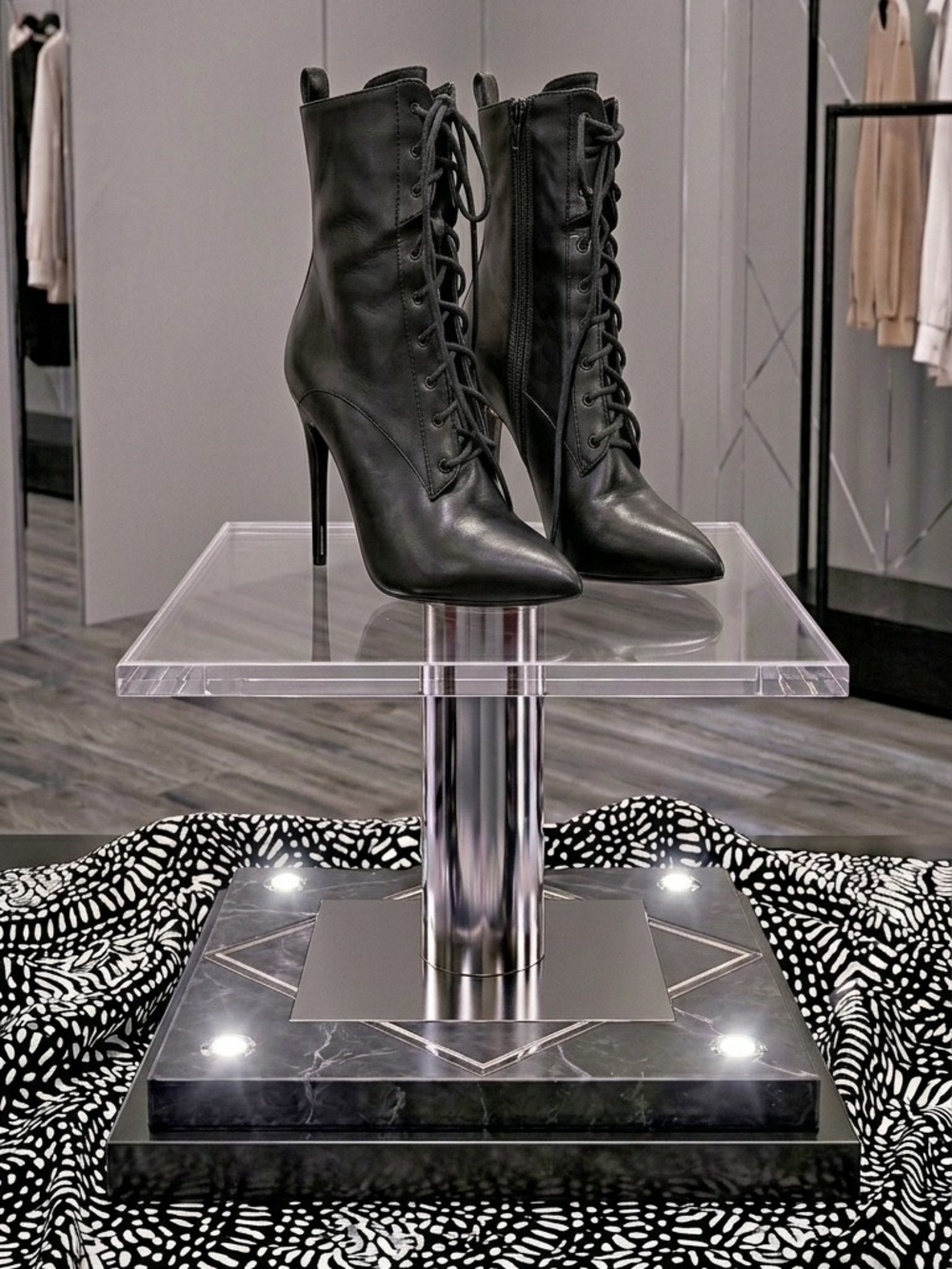 Black Lace-Up Pointed-Toe Stiletto Ankle Boots - Women's Fashion